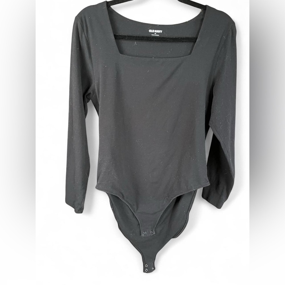 Old Navy Black Long Sleeve Square Neck Bodysuit Size XL